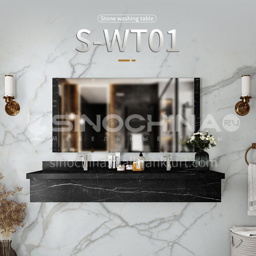 Modern and simple style bathroom, marble sink, wall-mounted sink, natural marble customization, combination of light  luxury wall-mounted marble sink  S-WT01   